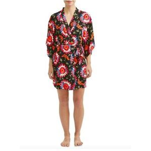 Josie Natori Kimono Style Belted Bright Print Robe Size M